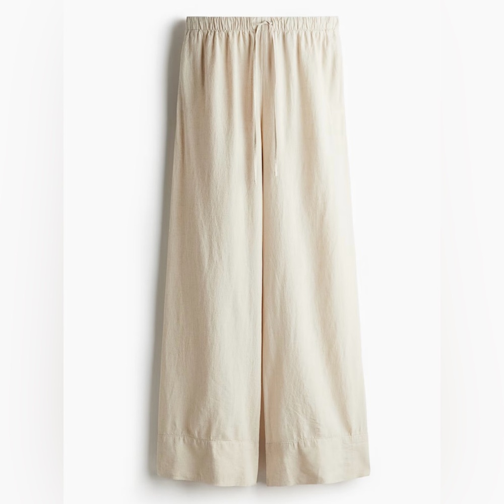 NWT H&M WIDE-LEG LINEN-BLEND PANTS XL